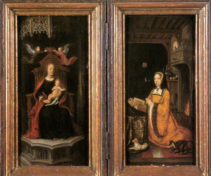 unknow artist Diptych with Margaret of Austria Worshipping Germany oil painting art